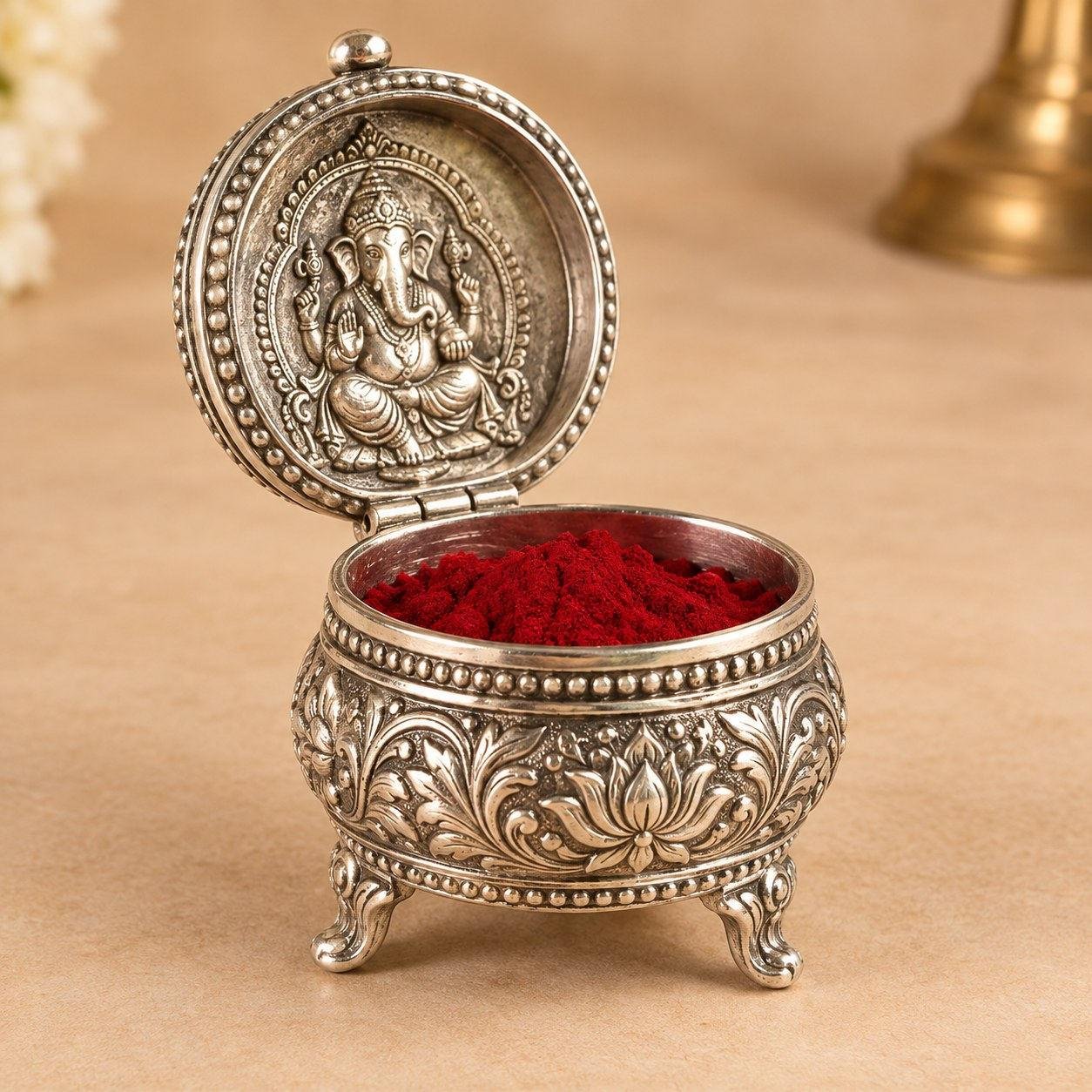 German Silver Kumkum Box